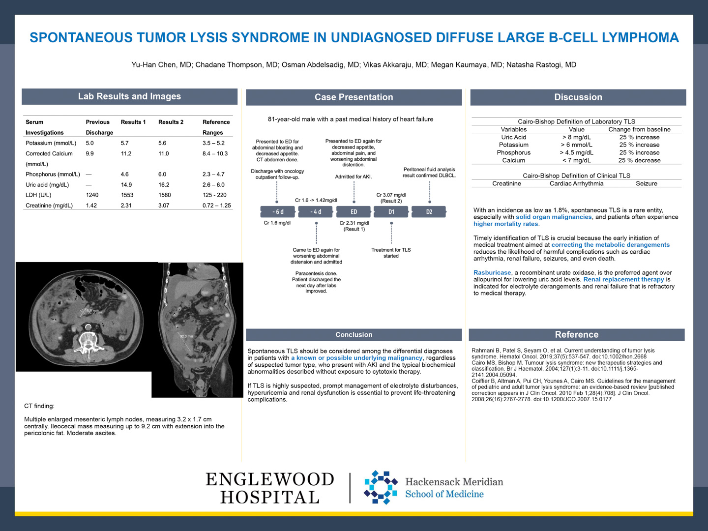 Image of poster - Spontaneous Tumor Lysis Syndrome in Undiagnosed Diffuse Large B-cell Lymphoma
